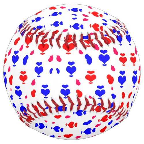 Red blue heart multicolored abstract pattern throw softball