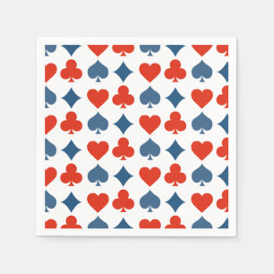 Red Blue Hearts Diamonds Clubs Spades Card Pattern Napkins