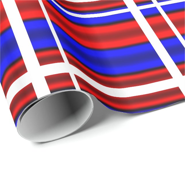 Red & Blue Horizontal Stripes Wrapping Paper (Roll Corner)
