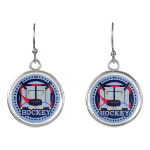 Red & Blue Ice Hockey Earrings