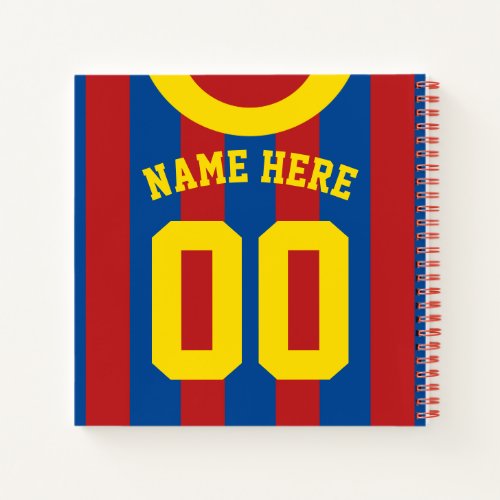 Red  Blue Jersey Template Notebook Soccer Rugby
