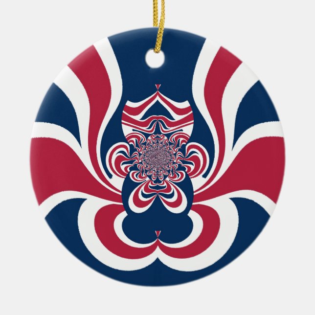 Red Blue Kaleidoscope Art Print Ceramic Ornament (Front)