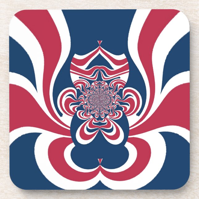 Red Blue Kaleidoscope Art Print Drink Coaster (Front)
