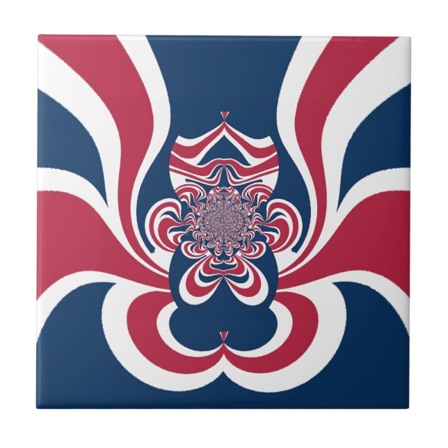 Red Blue Kaleidoscope Art Print Tile (Front)