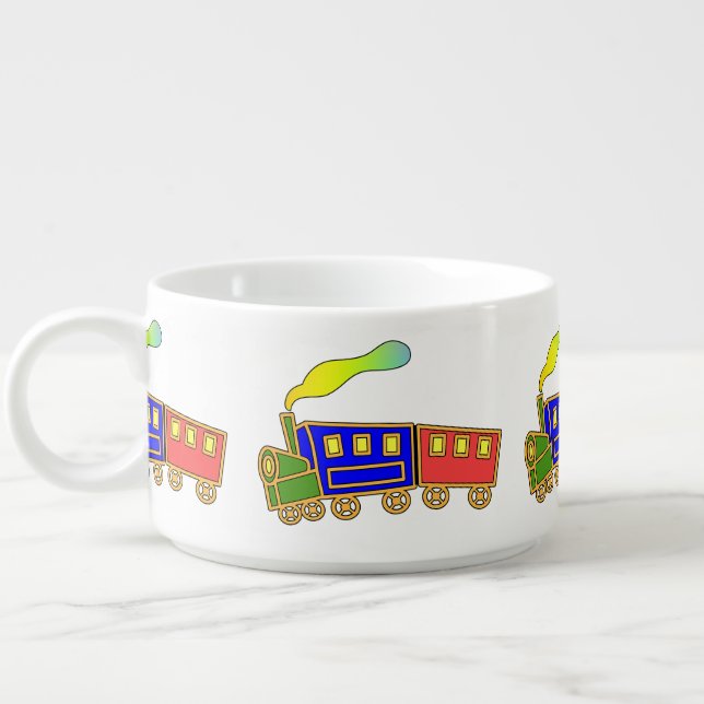 Red Blue Kids Choo Choo Train White  Bowl (Right)