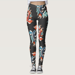 Red & Blue Koi Prosperity Yin Yang Leggings