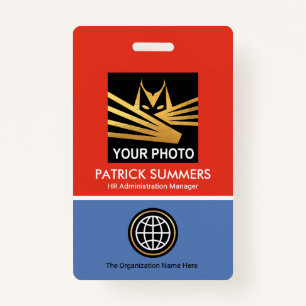 Red Blue Layers Template Photo ID Badge