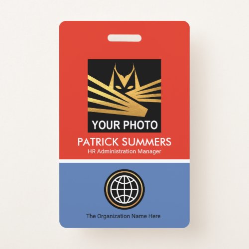 Red Blue Layers Template Photo ID Badge