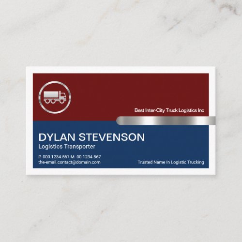 Red Blue Layers White Border Silver Line Truck Business Card