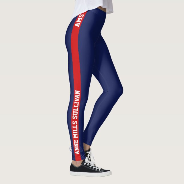 red & blue legging with name & initials, stylish (Right)