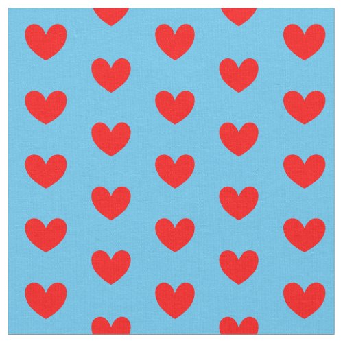 Red Blue Love Heart Patterned Fabric