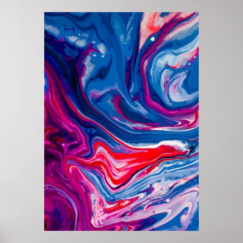Red blue marble texture poster