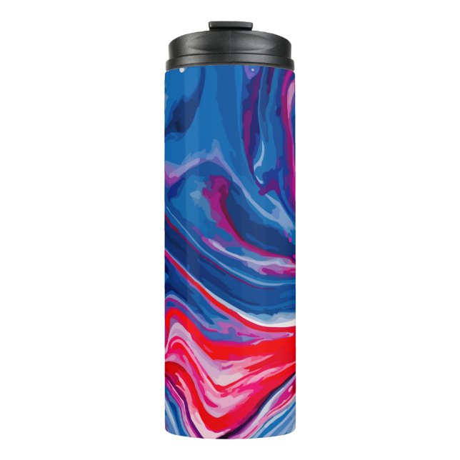 Red blue marble texture thermal tumbler (Front)