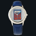 Red Blue Math Teacher Mathematics Calculator Watch<br><div class="desc">Features an original marker illustration of a calculator. Perfect for your favorite math teacher or mathematics enthusiast!</div>