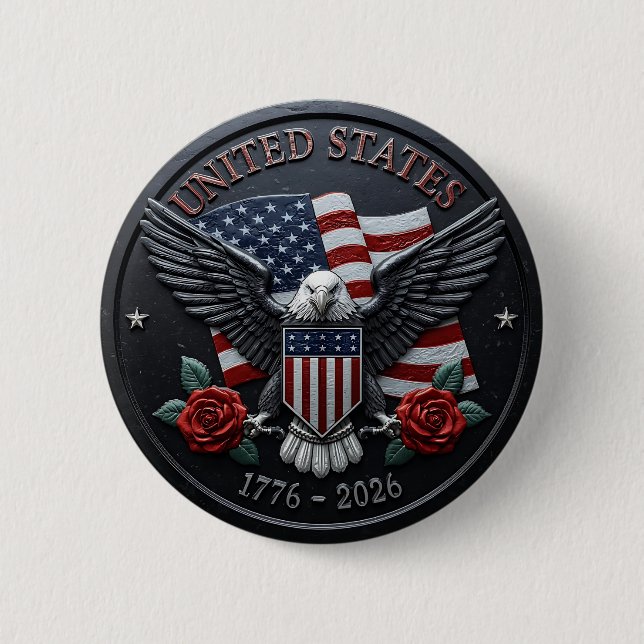 Red & Blue Metallic Texture USA Semiquincentennial Button (Front)