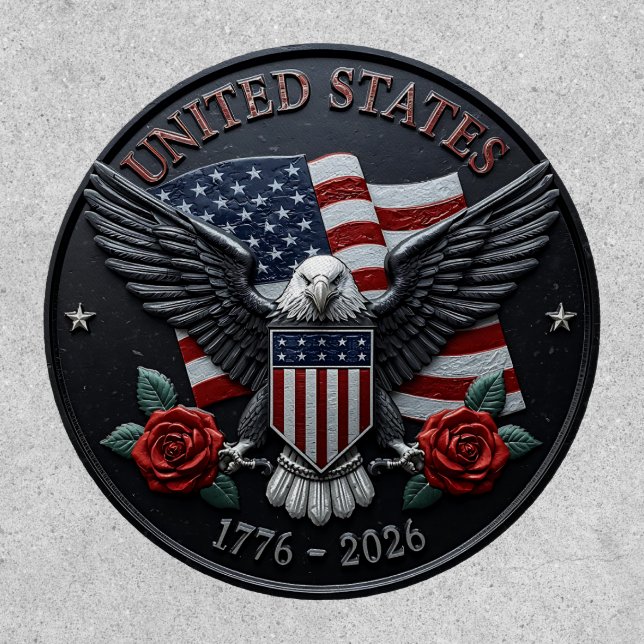 Red & Blue Metallic Texture USA Semiquincentennial Patch (Front)