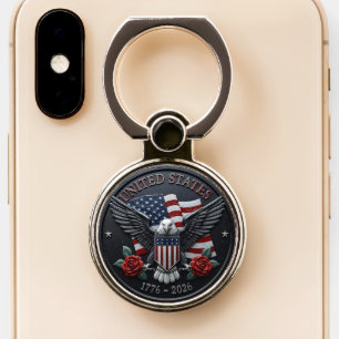 Red & Blue Metallic Texture USA Semiquincentennial Phone Ring Stand