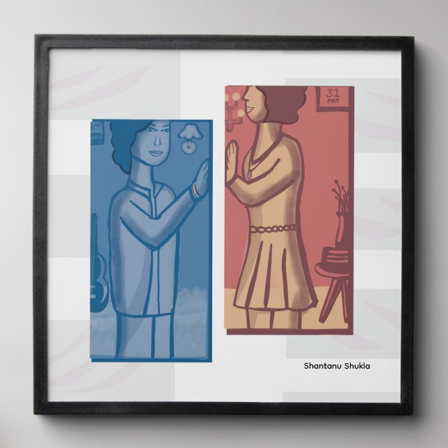 Red & Blue modern art  Peel And Stick Photo Tile (Front Set)