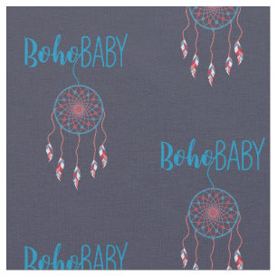Red Blue Modern Boho Baby Dreamcatcher Fabric