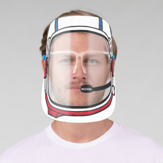 Red Blue Modern Personalized Astronaut Helmet Face Shield