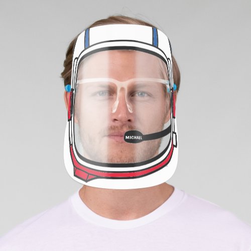 Red Blue Modern Personalized Astronaut Helmet Face Shield