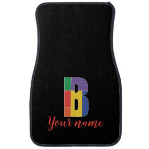 Red blue  monogrammed personalized Set of Car Mats