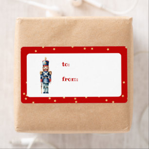 Red & Blue Nutcracker Christmas Holiday Label