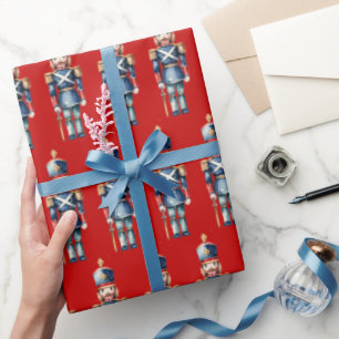Red & Blue Nutcracker Christmas Wrapping Paper