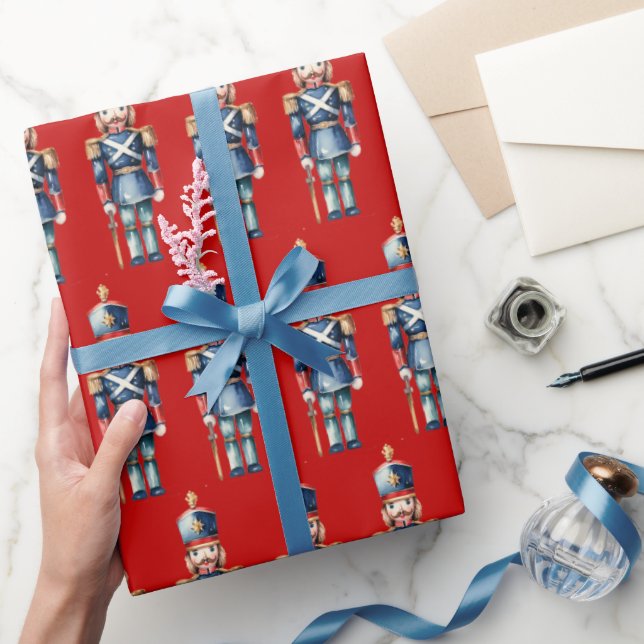 Red & Blue Nutcracker Christmas Wrapping Paper (Gifting)