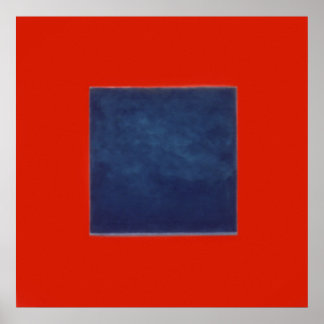 red, blue on grey poster