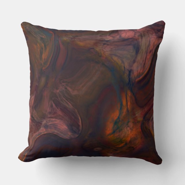 red, blue, orange and Purple Marble abstract Throw Pillow (Front)