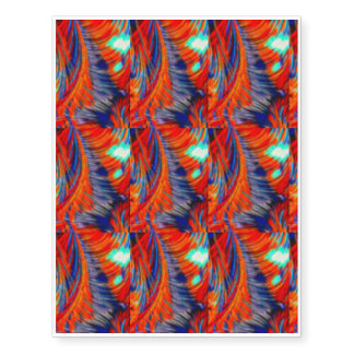 Red Blue Orange Fractal Tie Dye Temporary Tattoos