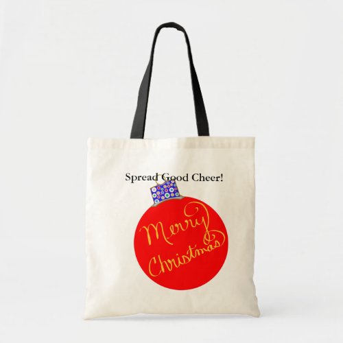 Red Blue Ornament Ball Cheer    Tote Bag