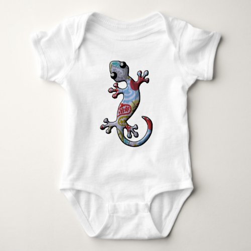 Red Blue Paisly Climbing Gecko Lizard Baby Bodysuit