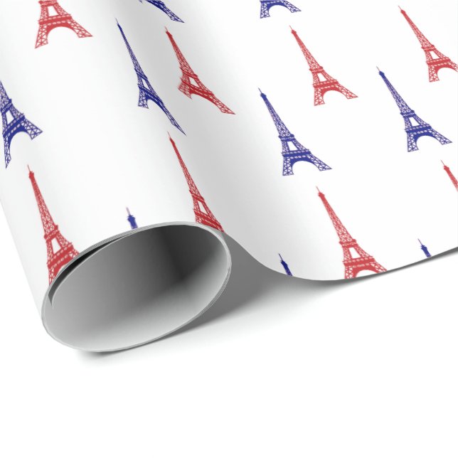 Red Blue Paris Gift Wrap Wrapping Paper France (Roll Corner)