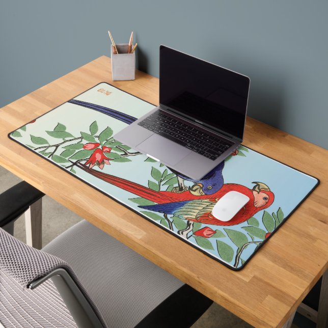 RED BLUE PARROTS DESK MAT (Office 2)