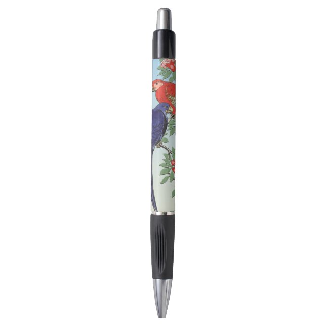 RED BLUE PARROTS PEN (Front Vertical)
