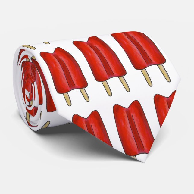 Red Blue Patriotic Twin Pop Popsicles July 4th Neck Tie (Rolled)
