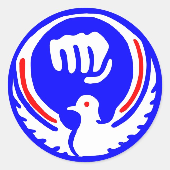 Red Blue Peace Dove Stickers Martial Arts symbols (Front)