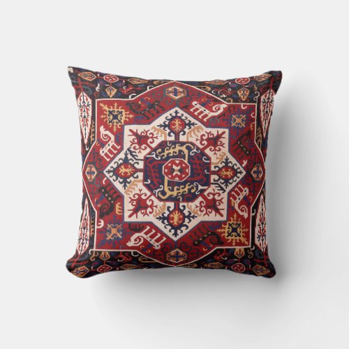 Red & Blue Persian Design Throw Pillow