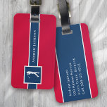 Red Blue Personalized Monogram Golfer Luggage Tag<br><div class="desc">This design features a golfer swinging a club and can be personalized with a name with space for text on the back</div>