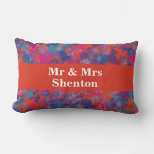 Red, Blue & Pink Drops Abstract Lumbar Pillow