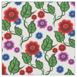 Red/blue/pink flowers/green leaves/Folk Fabric