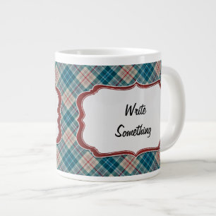 Red Blue Plaid Background Lable Large Coffee Mug