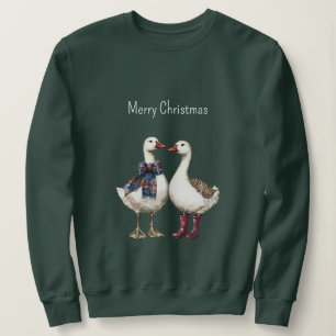 Red Blue Plaid Christmas Geese Sweatshirt