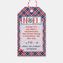 Red &amp; Blue #Plaid Photo NOEL #Nautical Gift Tags