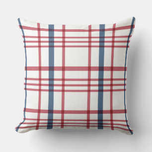 Red Blue Plaid Reversible Throw Pillow