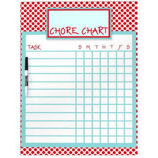 Red & Blue Polka Dot Chore Chart Dry-Erase Board