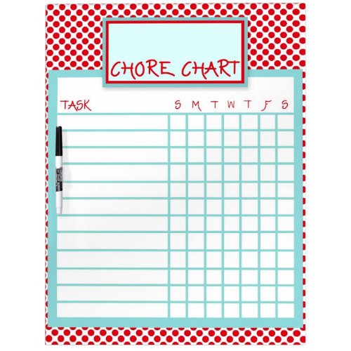 Red  Blue Polka Dot Chore Chart Dry_Erase Board