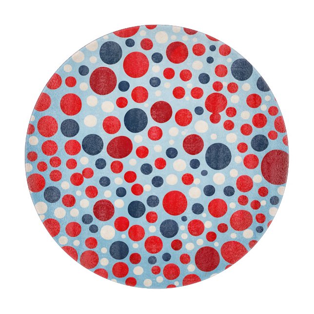 Red Blue Polka Dot Pattern Cutting Board (Front)